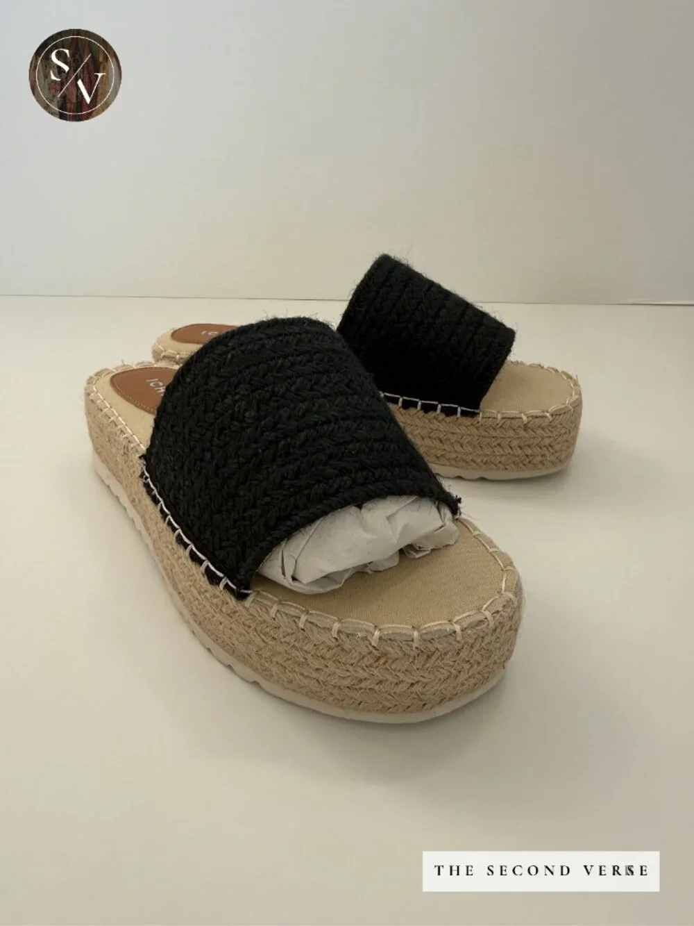 NWT ICHI Platform Slide On Comfy Sandals Natural Black Size 41 (10) - Picture 4 of 10